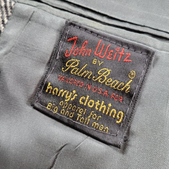 Vintage John Weitz Tweed Sport‎ Coat Mens XL Black White Herringbone Wool Lined - Picture 2 of 16